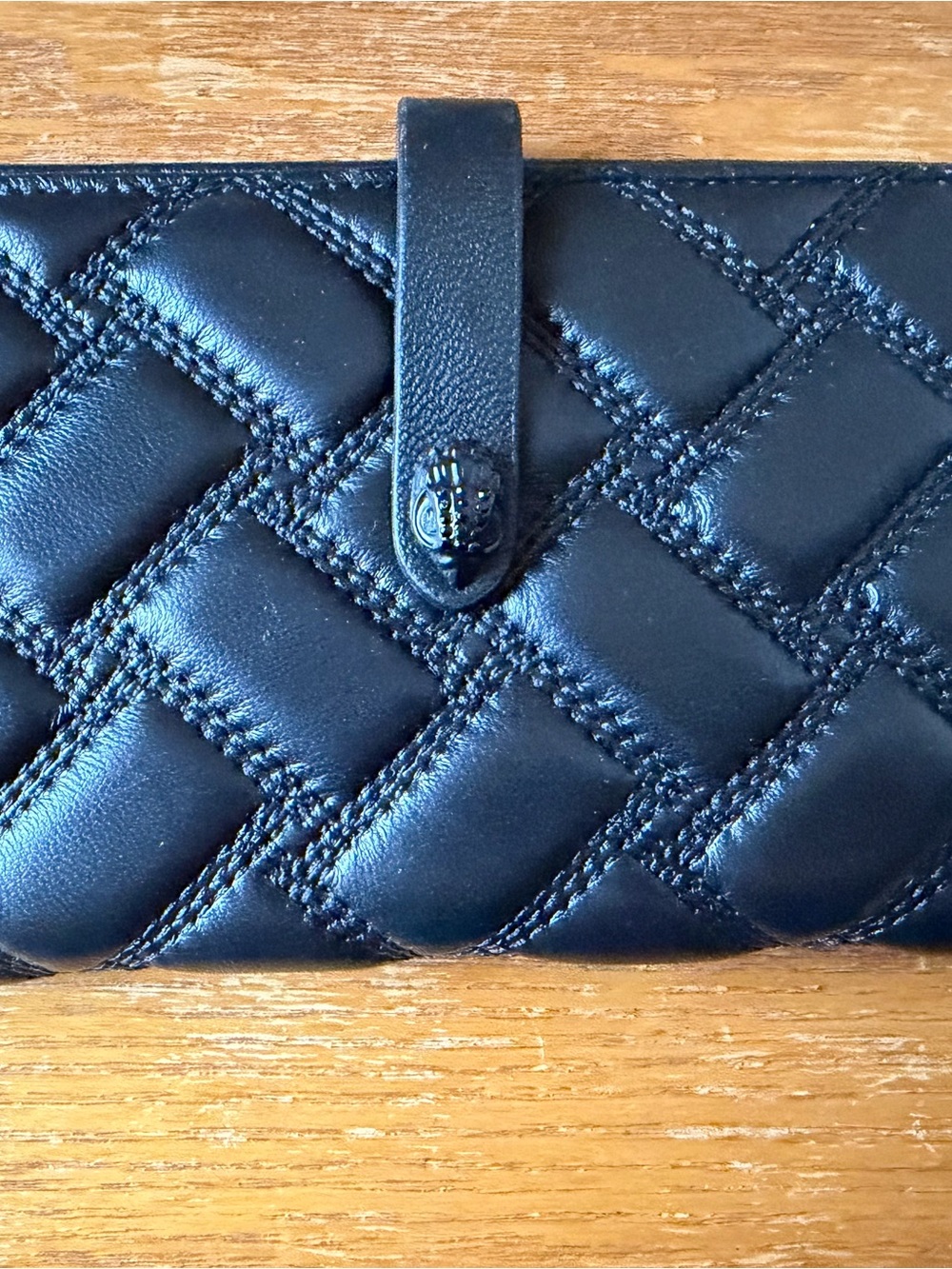 Kurt Geiger Black Quilted Leather Wallet with Tab Closure